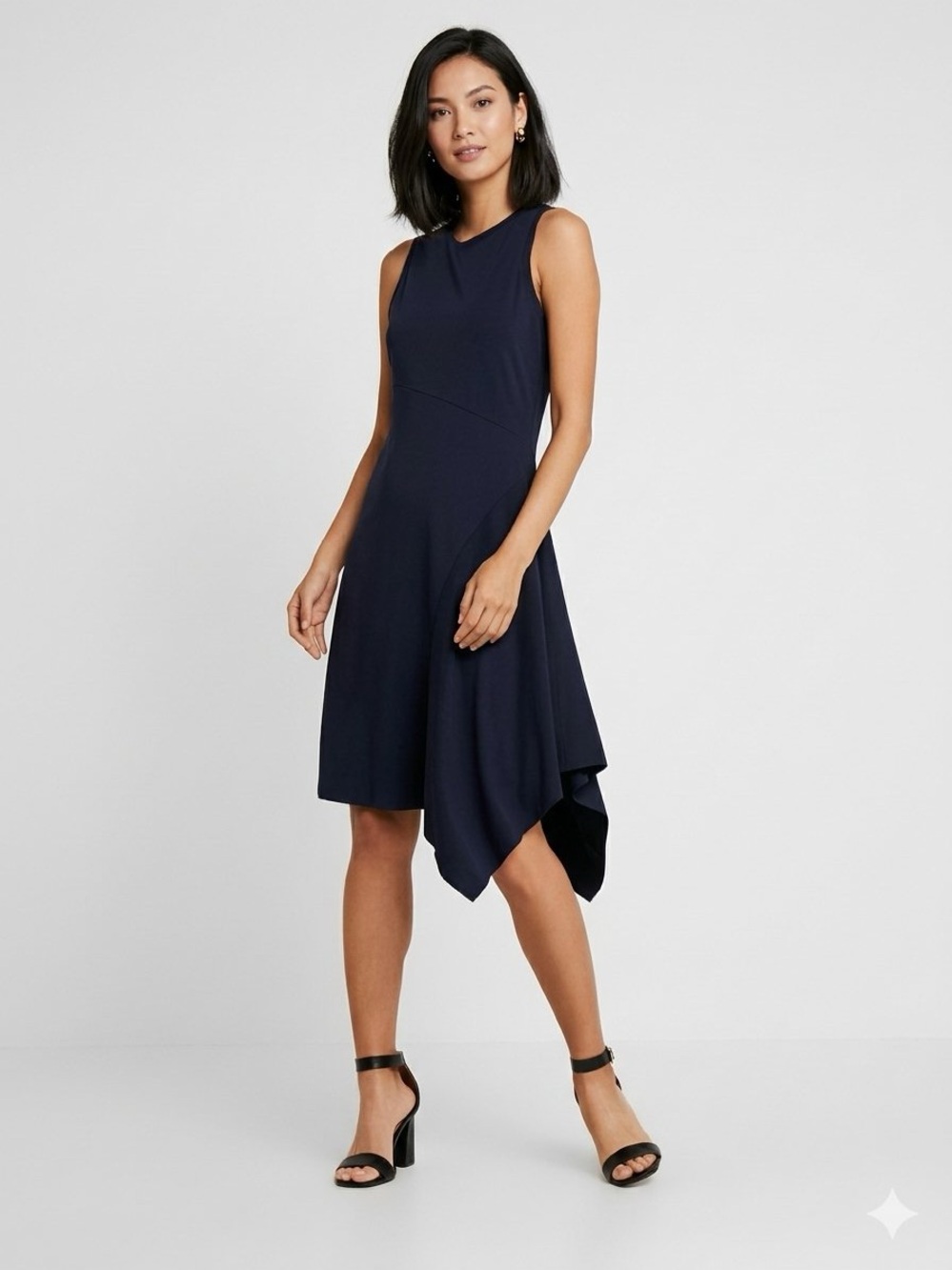 Banana Republic Asymmetric Knit Midi Dress - Navy Blue